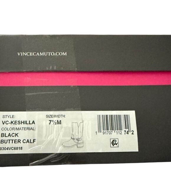 Vince Camuto Keshia Moto Black Butter Calf Leather Boots with Gold Chain - Picture 10 of 10